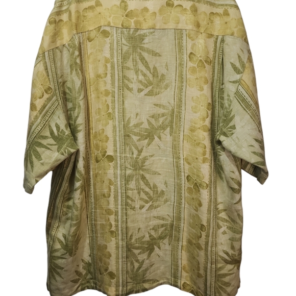 Tommy Bahama men's XL button up collar yellow green camp shirt - Picture 7 of 11